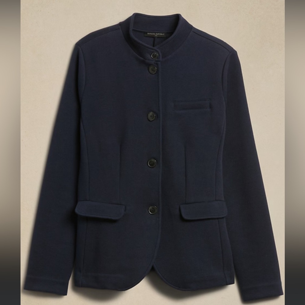 Banana Republic black Knit Pique military style Blazer Career Office Size XL